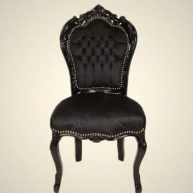 Barockstuhl Stuhl Schwarz Gothic Stoff Esszimmer Wohnzimmer Klassisch Modern Top