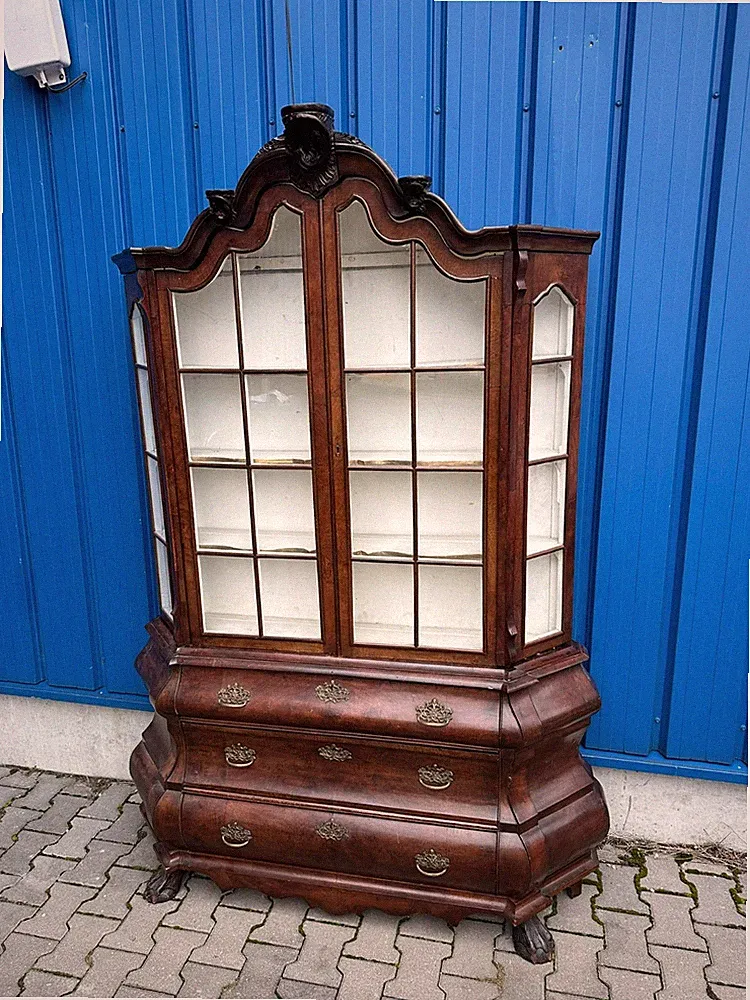 Barockvitrine Vitrine Schrank Barock Nussbaum antik 19. Jh.