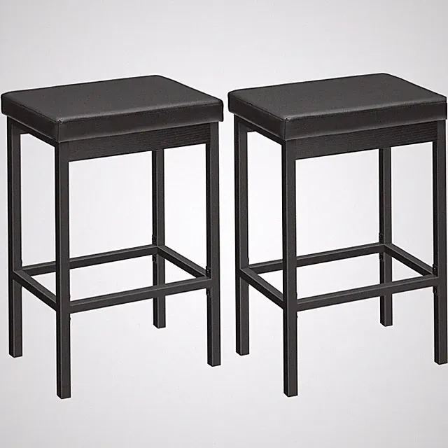 Barstuhl Küche Küchenhocker gepolstert Metallrahmen modern schwarz 63 cm hoch