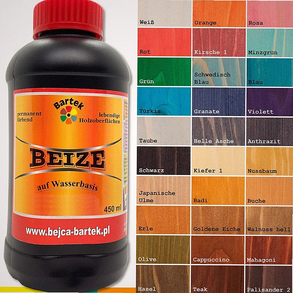 Bartek 450 ml Beize Wasserbeize Holzbeize Möbel Tischlerbeize 30 Farben Auswahl