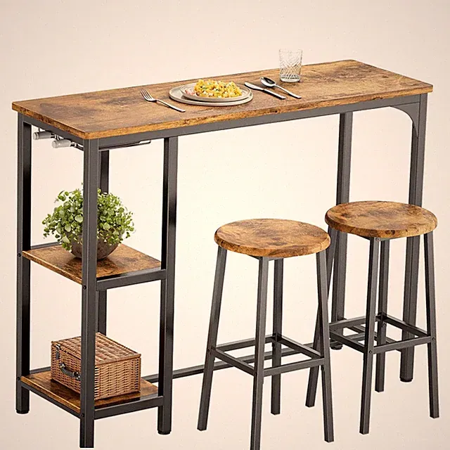 Bartisch mit Barhocker Set 2 Personen Industriell Retro Küche Wohnzimmer