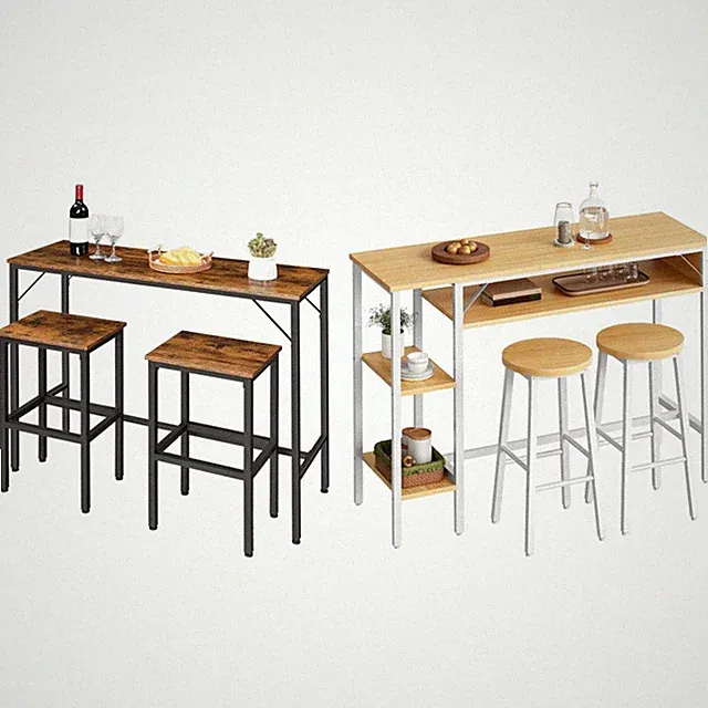 Bartisch mit Barhocker Set Bartisch-Set Stehtisch mit 2 Hocker Esstisch