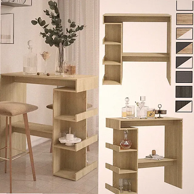 Bartisch mit Regal 100x50x101,5 cm Stehtisch Küchentisch Schreibtisch Tisch