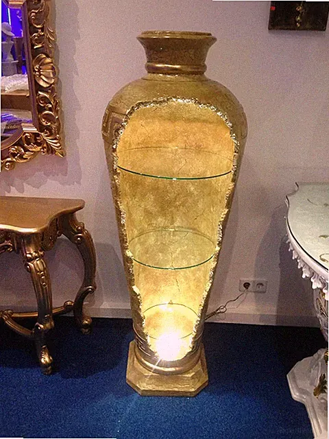 Barvitrine Vitrine im Barockstil Antik Mäander Beleuchtet Retro 155.cm