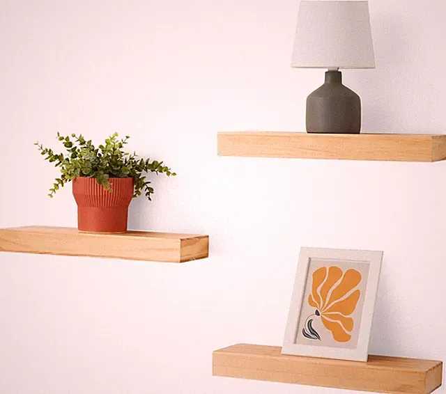 Basics schwebendes Wandregal aus Holz, 40,1 x 12,7 x 4,6 cm, Packung mit 3 St...