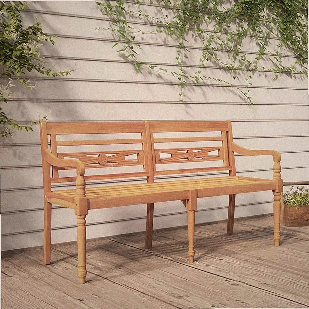 Batavia Sitzbank 150cm Massivholz Teak Gartenbank Parkbank Gartenmöbel vidaXL
