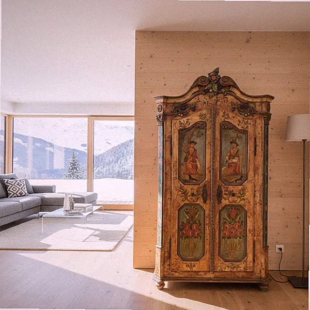 Bauernschrank Schrank Kleiderschrank Wohnzimmerschrank Landhaus Barockschrank