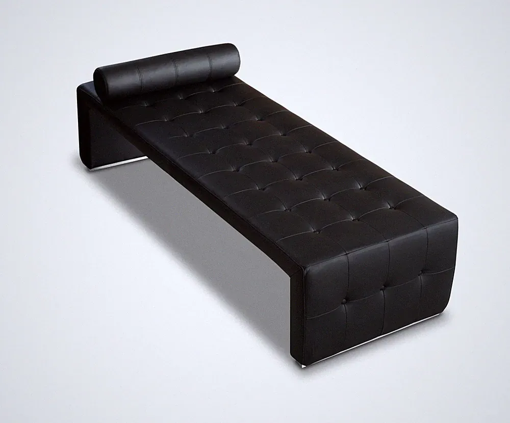 Bauhaus Daybed Cube Leder Schwarz Récamière Chaiselongue. Abbildung echtes Leder