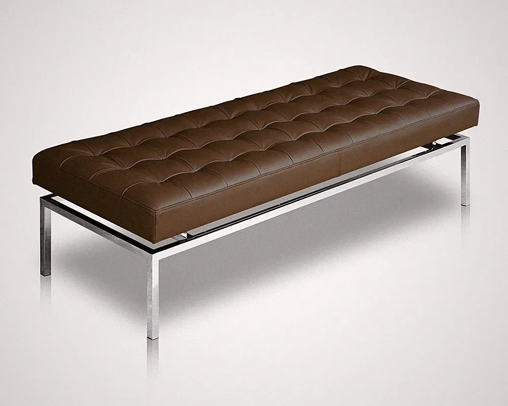 Bauhaus Lederbank Dickleder Dunkelbraun Edelstahlfuß Qualität 100-160 cm