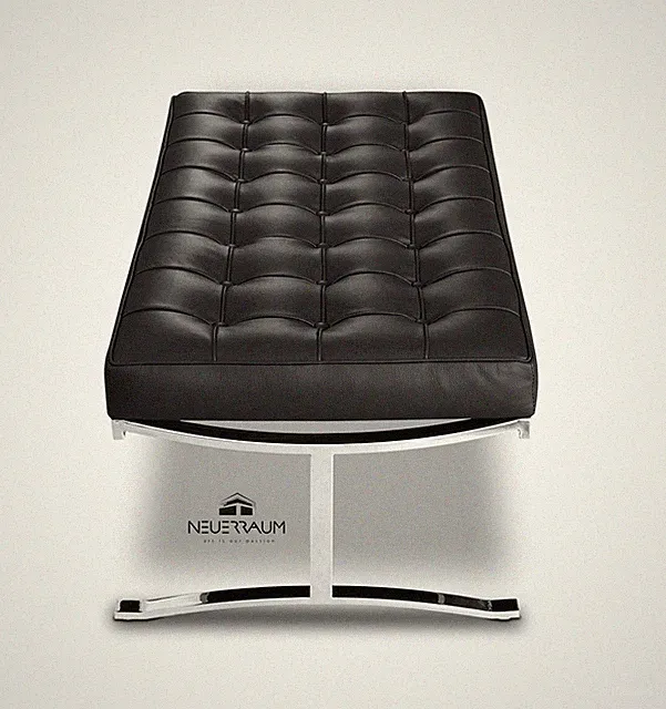 Bauhaus Lederbank Sitzbank Bank Echtleder Fuß Edelstahl poliert.Qualität 100 cm