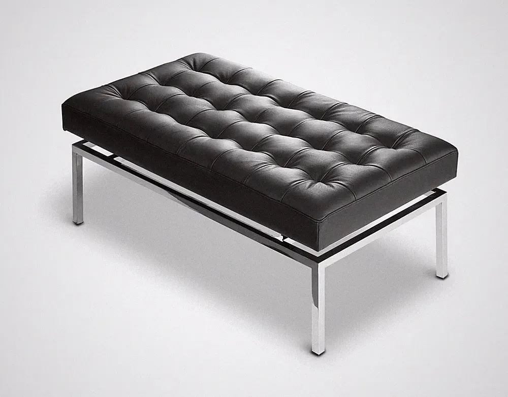 Bauhaus Lederbank Sitzbank Bank Loft Echtes Leder 109 x 61 x 44 cm Leder Schwarz