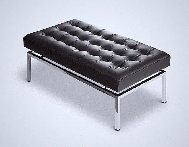 Bauhaus Lederbank Sitzbank Leder Schwarz auf Edelstahlfuß Länge 109 oder 160 cm