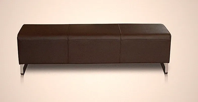 Bauhaus Lederbank Sitzbank Leder Schwarz Fuß Edelstahl poliert Qualität