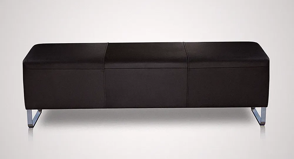 Bauhaus Lederbank Sitzbank Leder Schwarz Fuß Edelstahl poliert Qualität