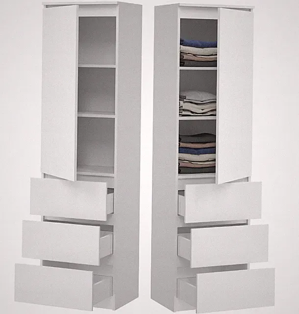 BDW, Kleiderschrank mit 3 Schubladen, Schrank Regalen, Garderobenschrank
