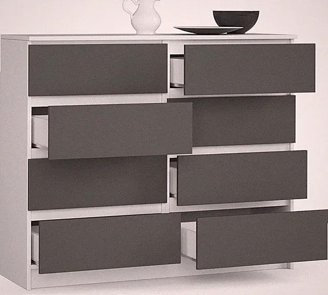 BDW Kommode, 8 Schubladen, viel Stauraum, Kleiderschrank, Flur Badezimmerschrank