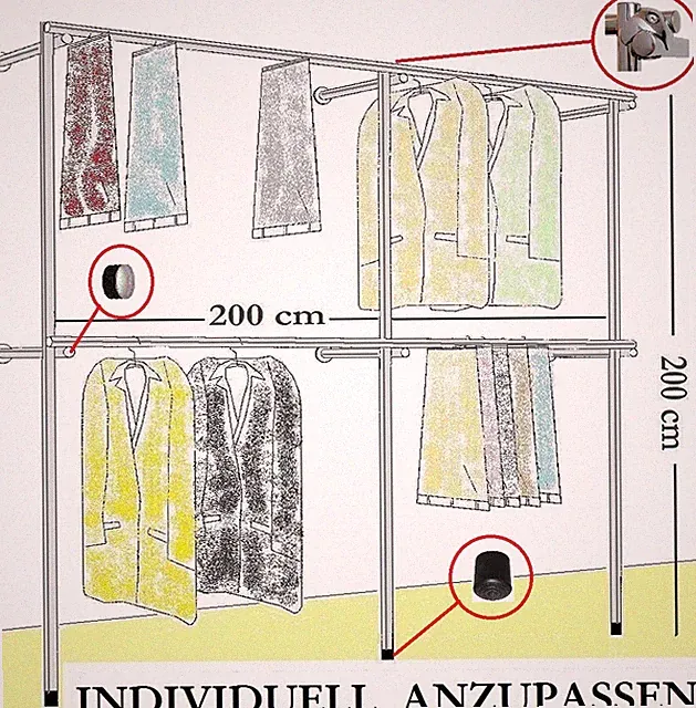 begehbarer Kleiderschrank Kleiderständer Kleiderstange Wand Garderobe Art W.09