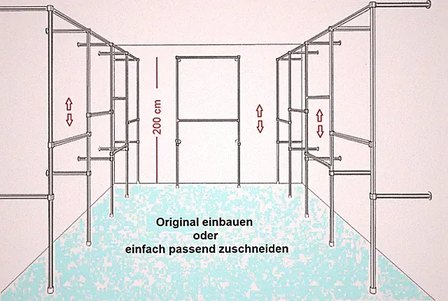 begehberer Kleiderschrank Kleiderkammer Schrankzimmer Metal Kleiderständer 4+4.1