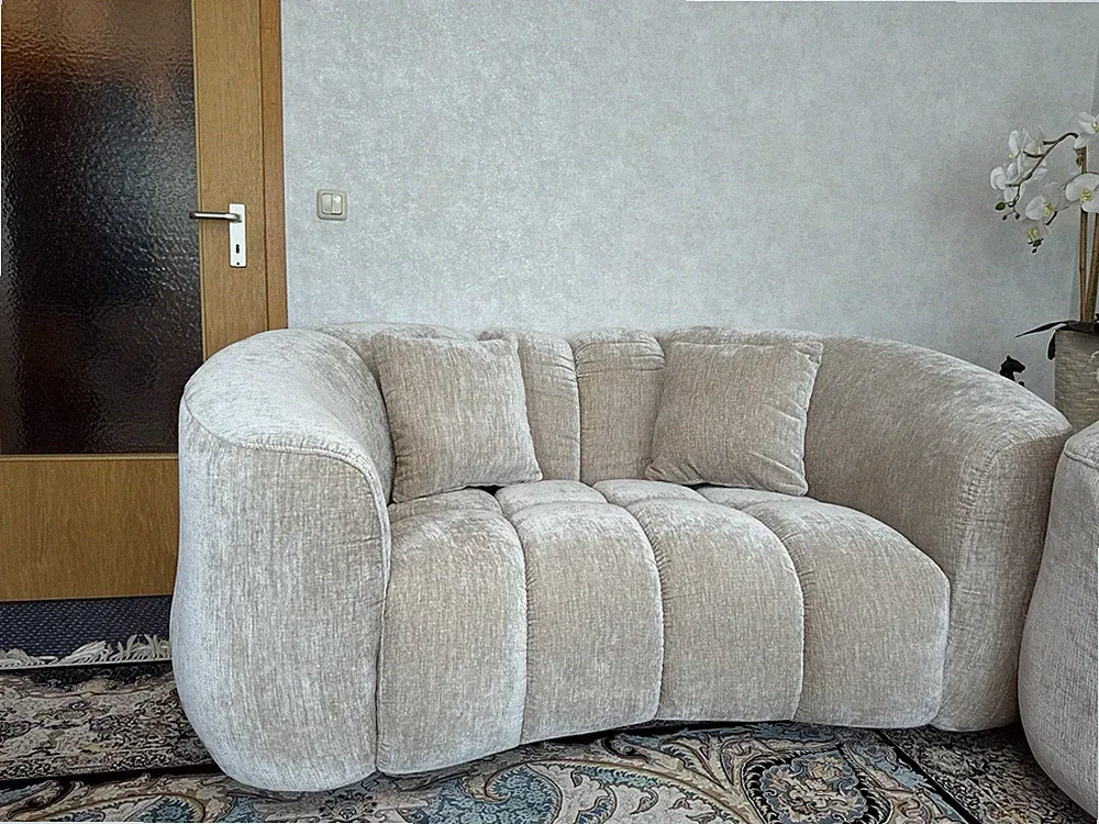 Beige Couchgarnitur 3-tlg Gewebe einfarbig mit Kissen 220x100x65 cm