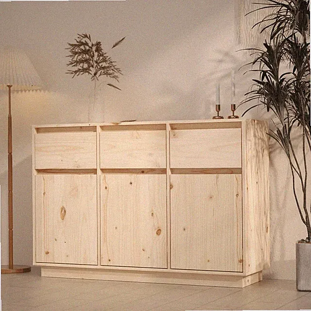 Beistellschrank Mehrzweckschrank Standschrank 110x34x75cm Massivholz Kiefer DE