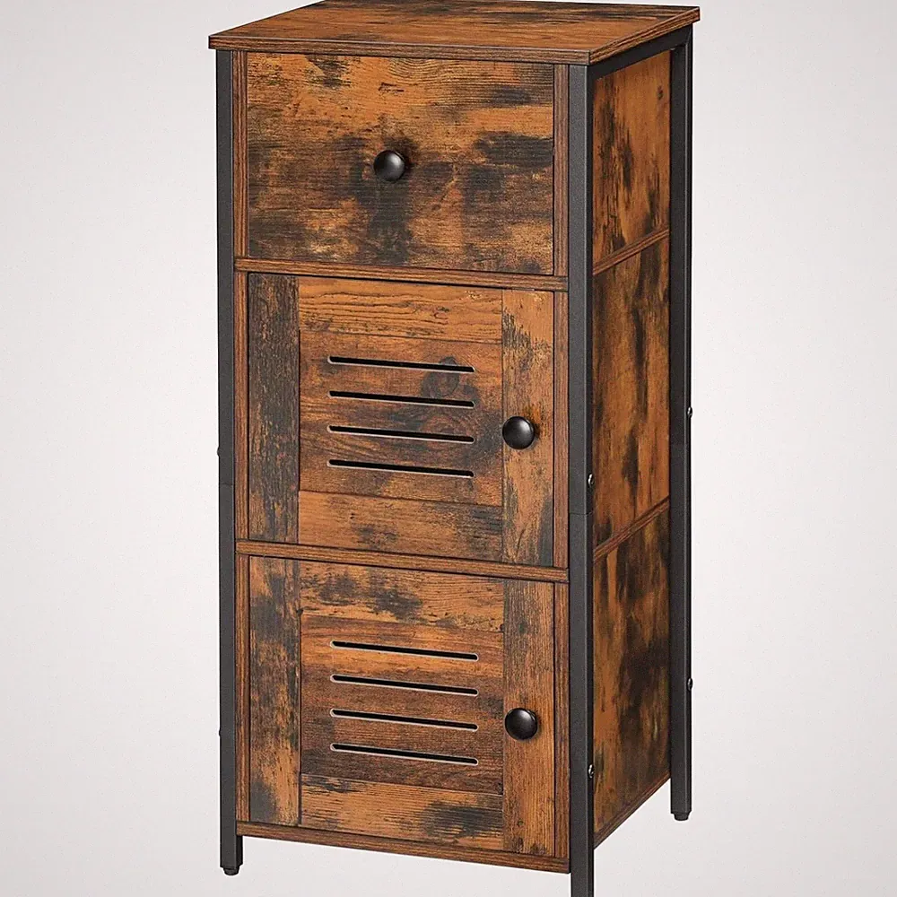 Beistellschrank Vintage mit Schublade Nachtschrank Holzwerkstoff Eisen flexibel