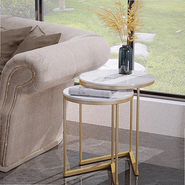 Beistelltisch 2er Set Nachttische Gesinterte Steinplatte Lampe Side Schreibtisch