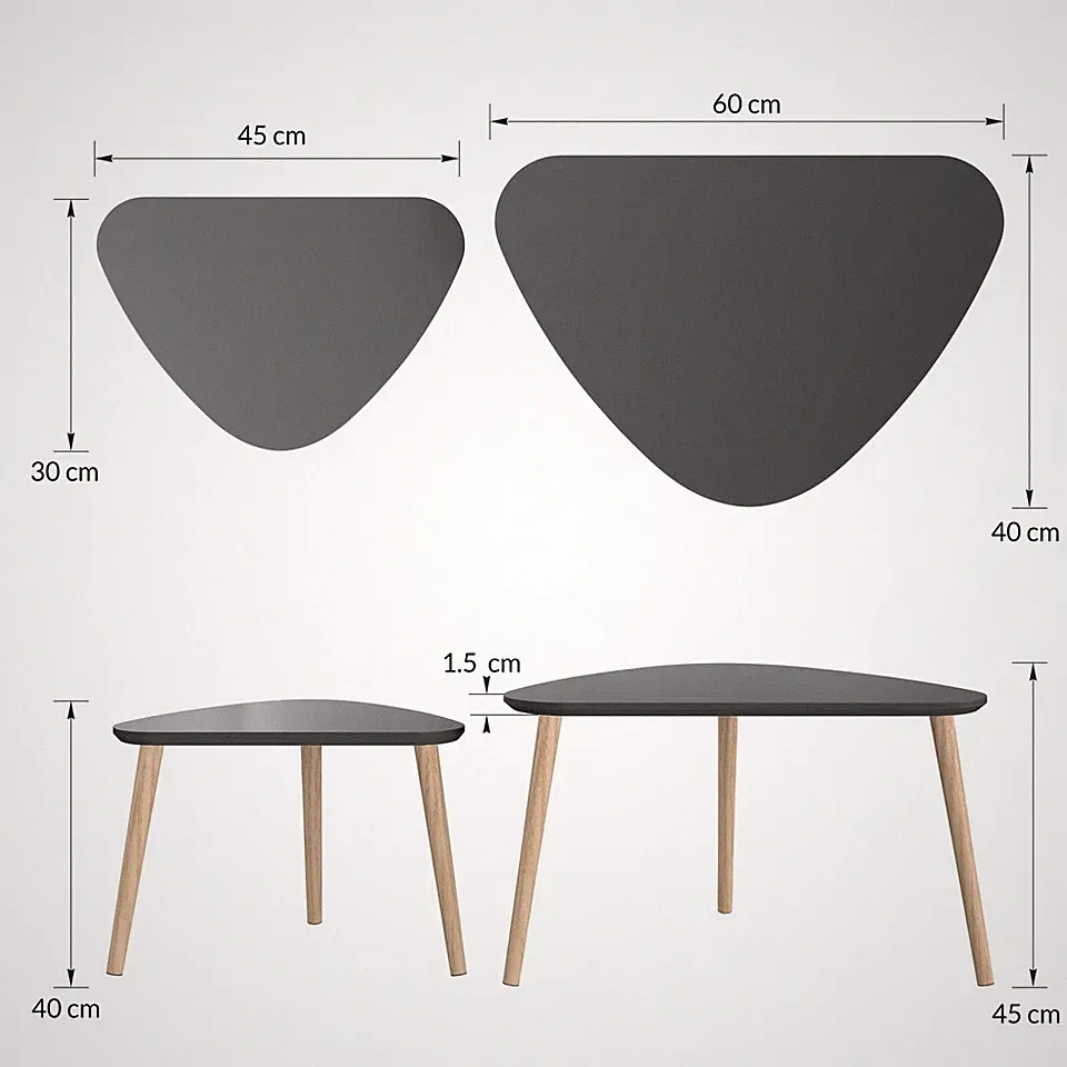 Beistelltisch 2er Set Retro Design Möbel Tisch