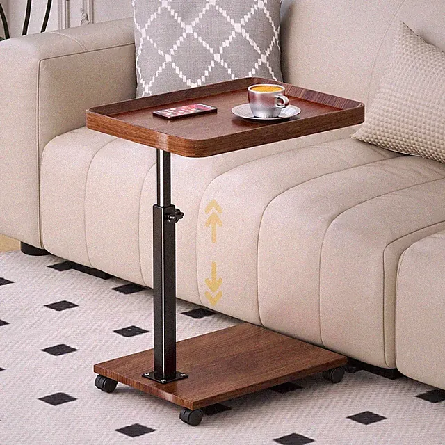 Beistelltisch 360° drehbare Tablett Couchtisch, Sofatisch Rollen Wohnzimmer