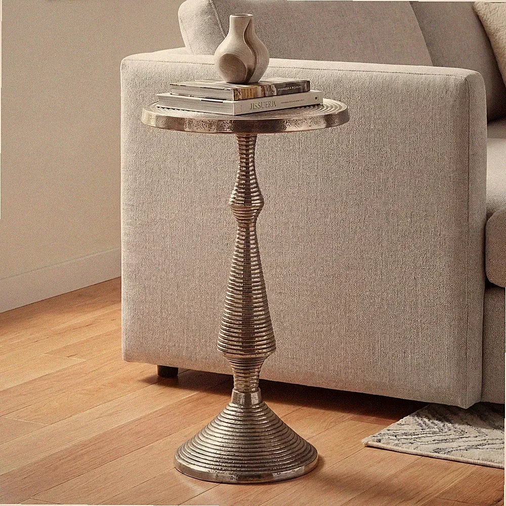 Beistelltisch Alu Silber 30cm Metall Couchtisch Wohnzimmertisch Dekotisch Tisch