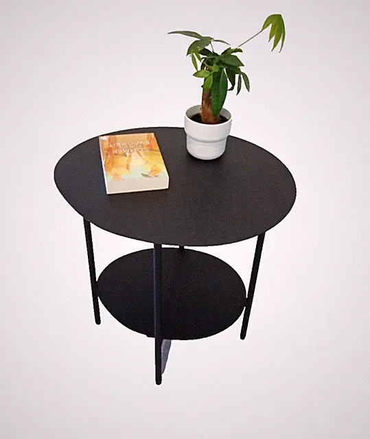 Beistelltisch aus Metall Oval Couchtisch Sofatisch 2 Ablagen schwarz