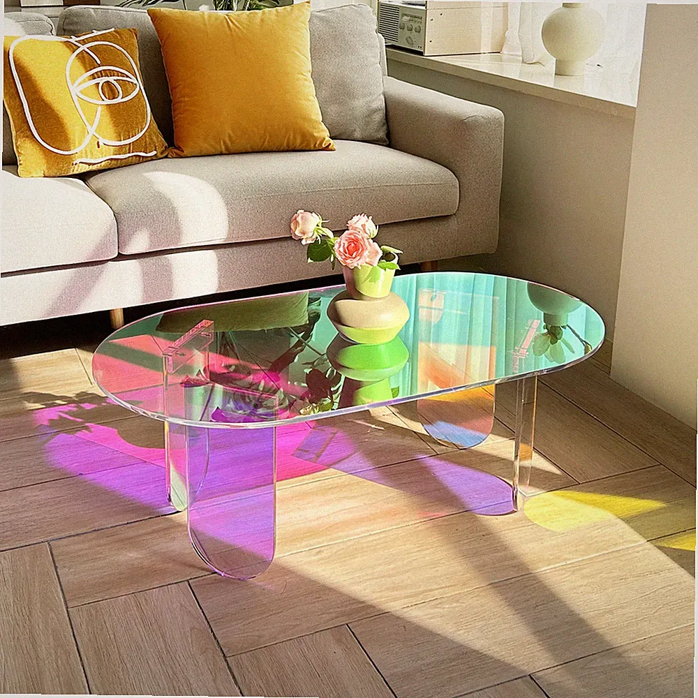 Beistelltisch Bunt klein Couchtisch Plexiglas Sofatisch Stabil Wohnzimmer rund