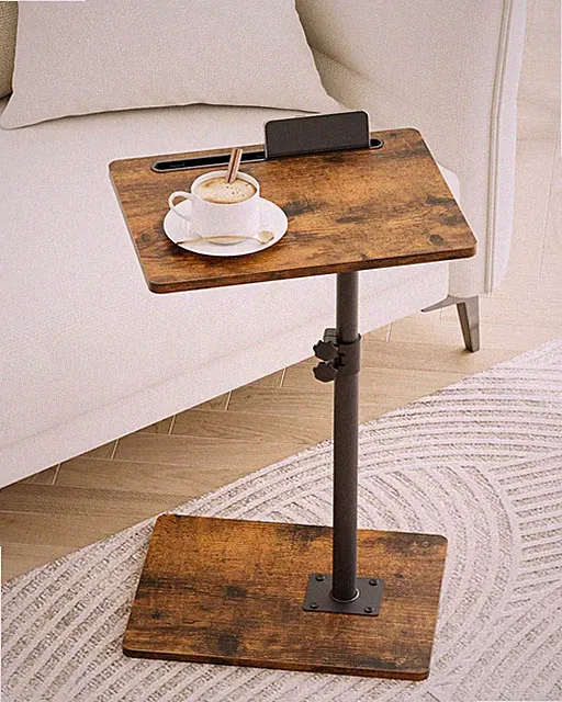 Beistelltisch C-Form, 360°Rotierend Couchtisch Klein, Höhenverstellbar Sofatisch