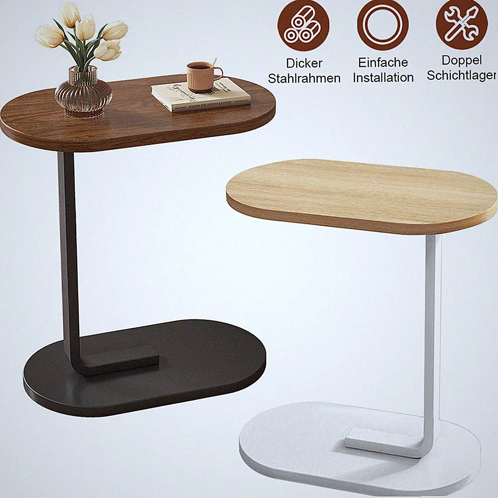 Beistelltisch C-Form Couchtisch Laptoptisch Sofatisch Kaffeetisch Tisch Weiß DE