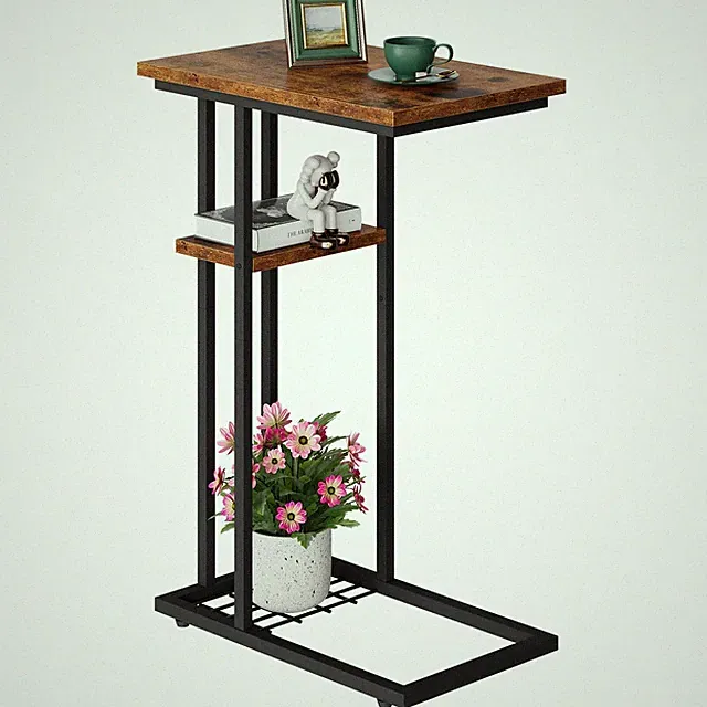 Beistelltisch CForm, Couchtisch mit Lagerregal, Holz Sofatisch für Kaffee und...