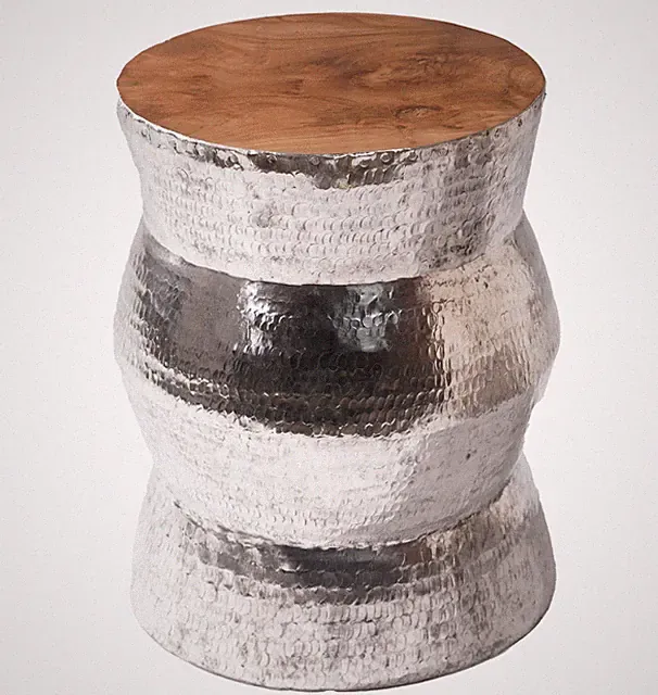 Beistelltisch Cong Hocker Aluminium Sitzhocker Relax Bank Metall Holz Alu Metall