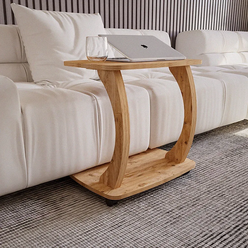 Beistelltisch Couch, mit Rollen, Kleiner Wohnzimmertisch, Sofatisch Wohnzimmer