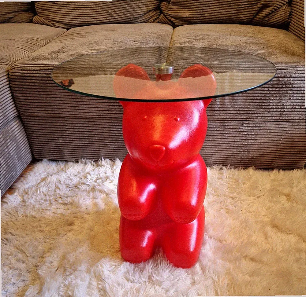 Beistelltisch Couchtisch Haribo bär Glastisch Rot Pop art Tisch Vintage Haku 90e