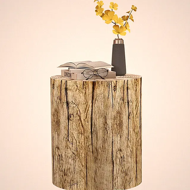 Beistelltisch, Couchtisch im Baumstumpf-Design, Rund Nachttisch Natur, Ø37x43 cm