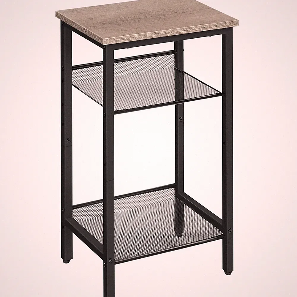 Beistelltisch, Couchtisch, Industriestil, verstellbare Regale, Grau/Schwarz,...