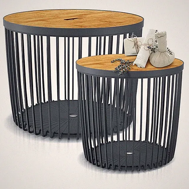 Beistelltisch Couchtisch Korbtisch Kaffeetisch mit Holzplatte Tisch 25L-100L