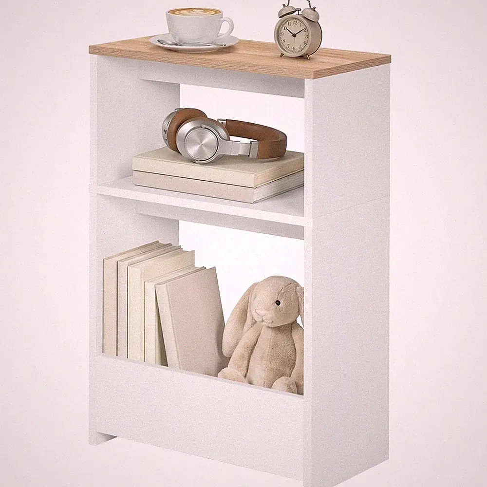 Beistelltisch Couchtisch Nachttisch Holz Metall modern weiß Natur