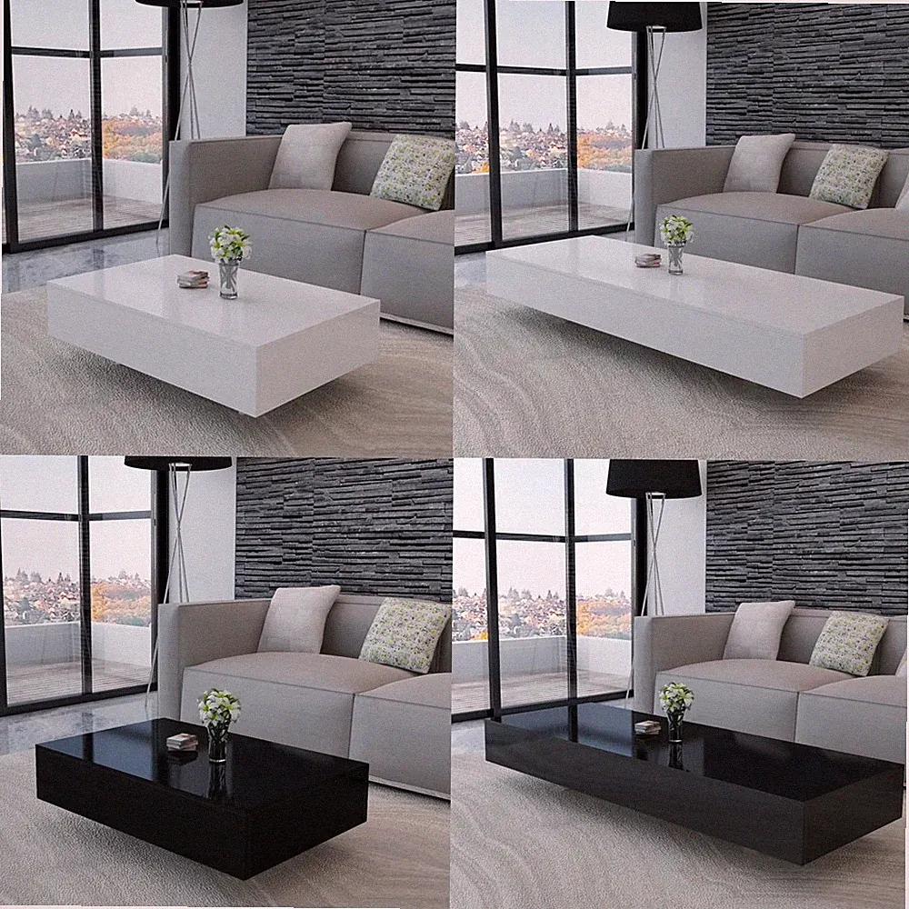 Beistelltisch Couchtisch Schwarz Weiß Hochglanz Sofatisch Wohnzimmertisch Modern