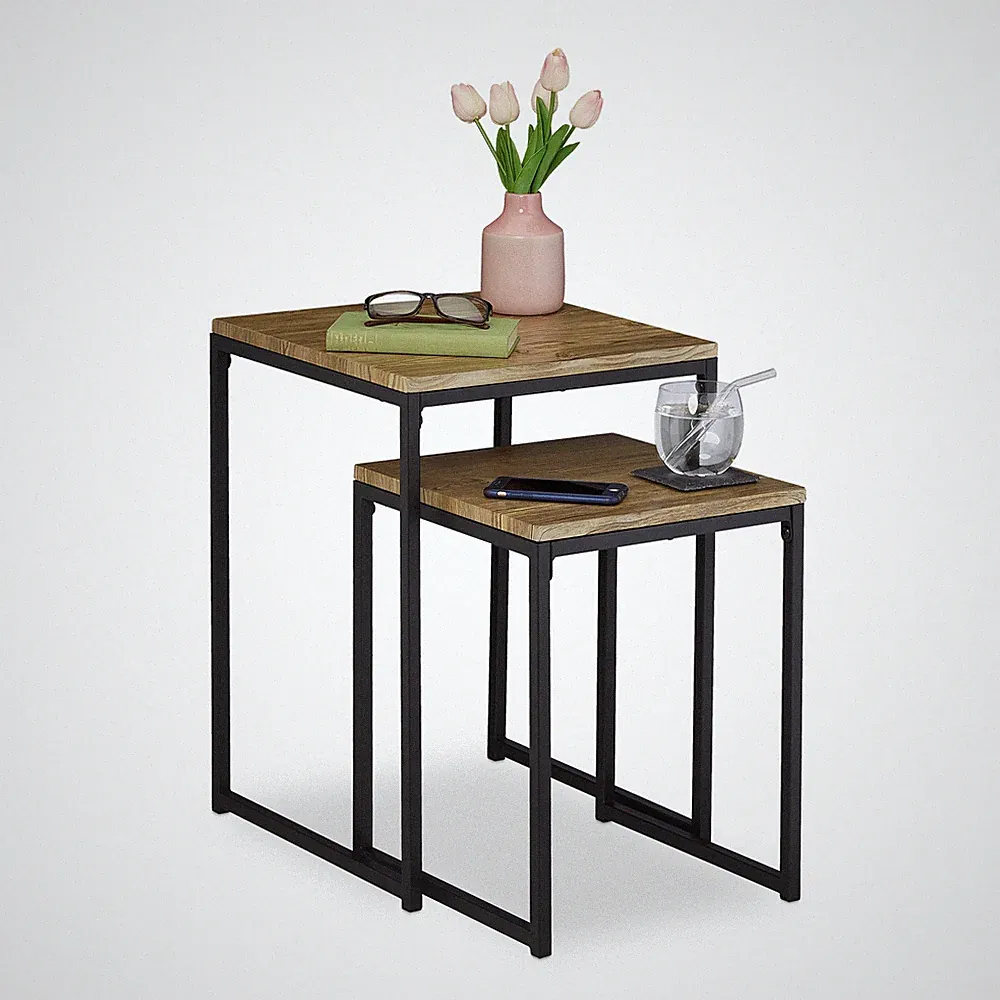 Beistelltisch Couchtisch Set stapelbar quadratisch Beistelltisch 2er Set