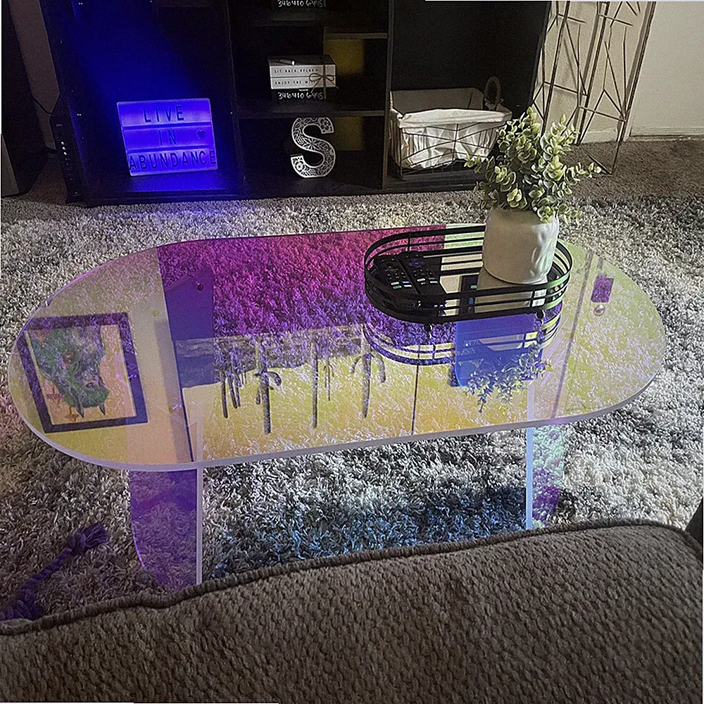 Beistelltisch Couchtisch Sofatisch Bunt Kaffeetisch Acrylglas klar transparent