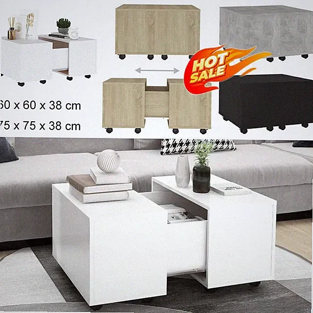 Beistelltisch Couchtisch Sofatisch Kaffeetisch Wohnzimmertisch mit Rollen Neu