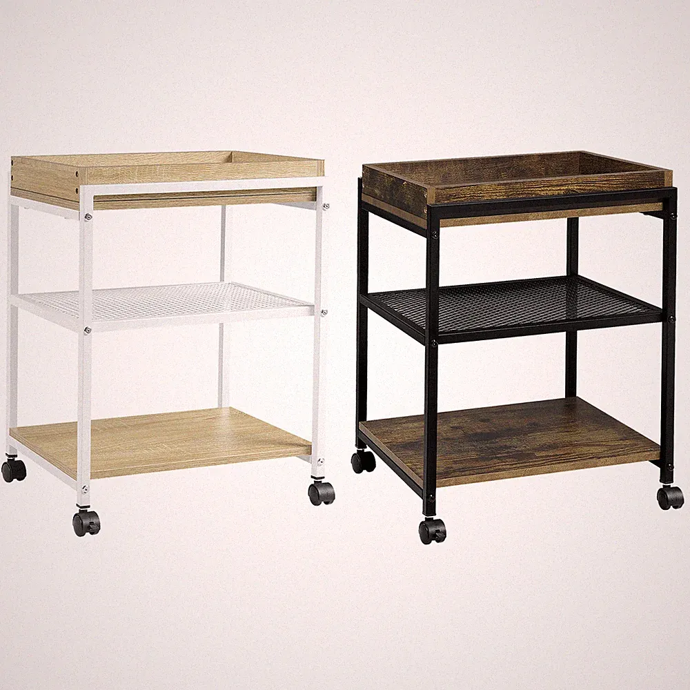 Beistelltisch Couchtisch Sofatisch mit Rollen 3 Ablagen 1 abnehmbares #3263
