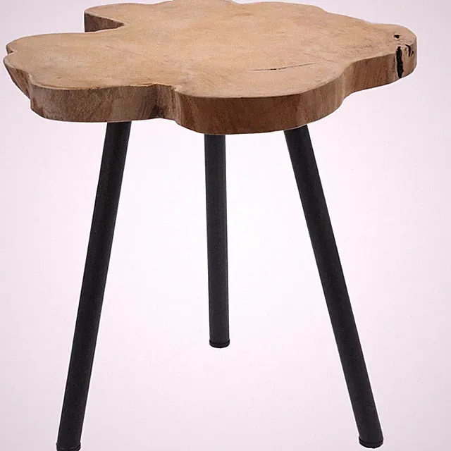Beistelltisch Couchtisch Teakholz 44cm Braun Schwarz Massivholz Sitz-Hocker