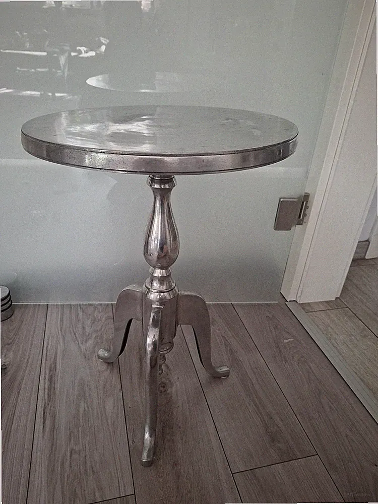 Beistelltisch Designtisch Aluminium Couchtisch Metall Barock silber