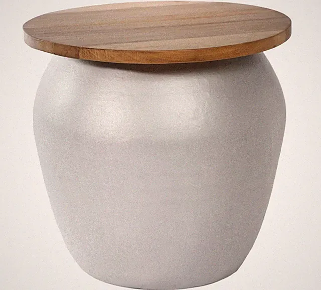 Beistelltisch Dru Aluminium Hocker Sitzhocker Relax Bank Metall Holz Alu Metall