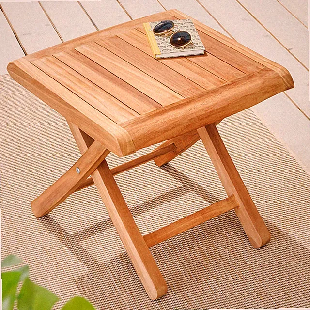 Beistelltisch EMPIRE TEAK - 45cm - natur massives Teakholz - wetterfest Balkon